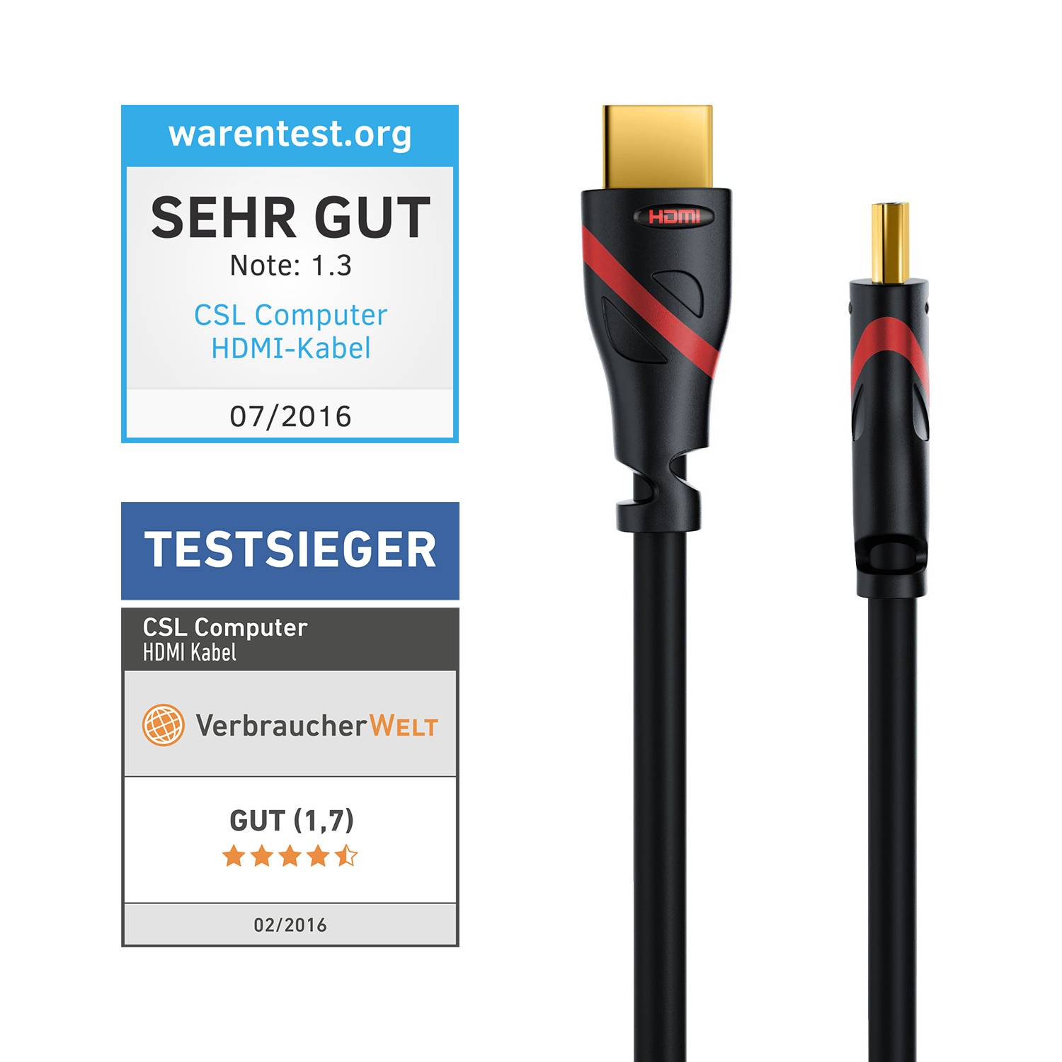 CSL 8k HDMI Kabel 2.1, 4K Ultra HD, UHD, Full HD, 3D, ARC, High Speed mit Ethernet, HDMI Typ A - 4m-1