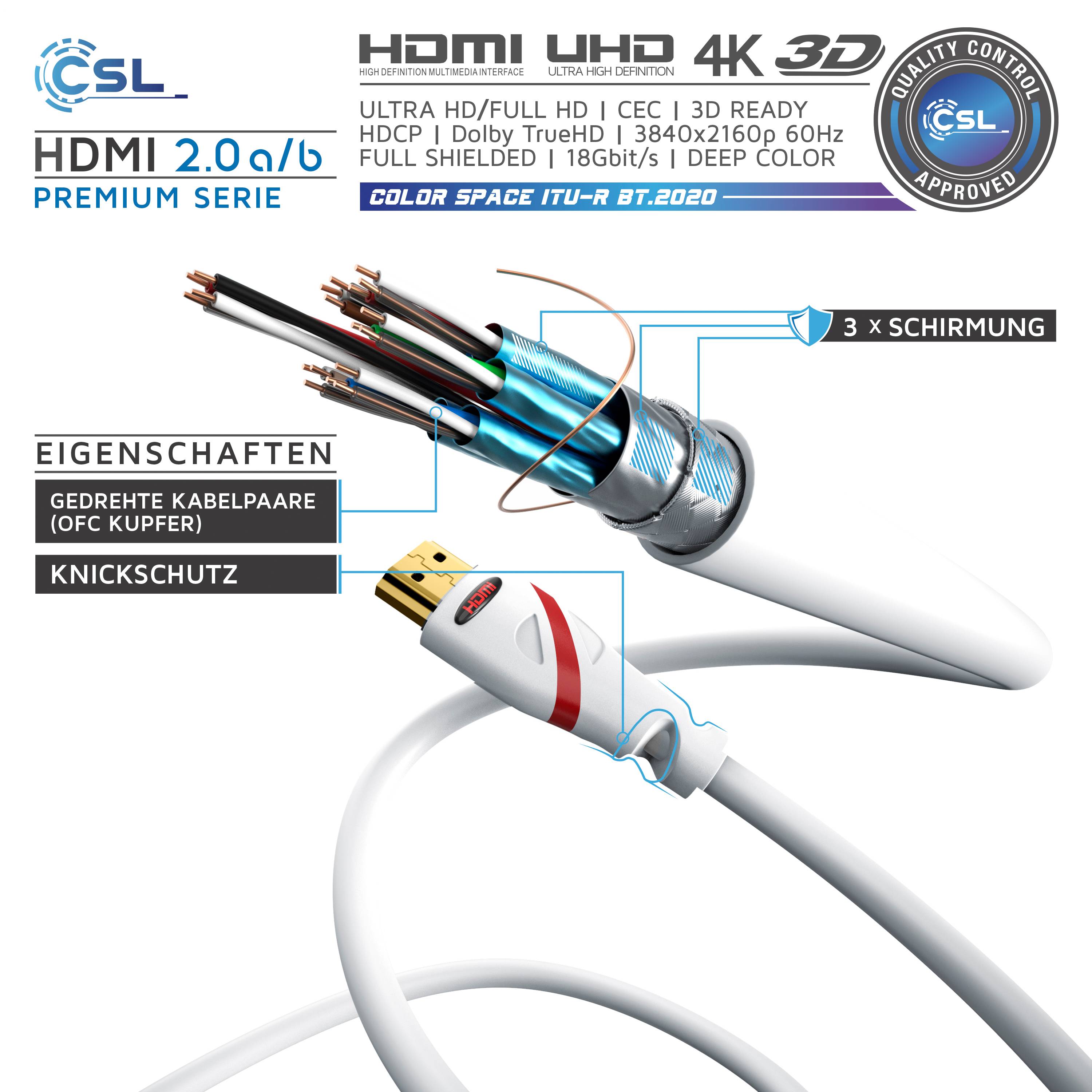 CSL 8k HDMI Kabel 2.1, 4K Ultra HD, UHD, Full HD, 3D, ARC, High Speed mit Ethernet, HDMI Typ A - 5m-4