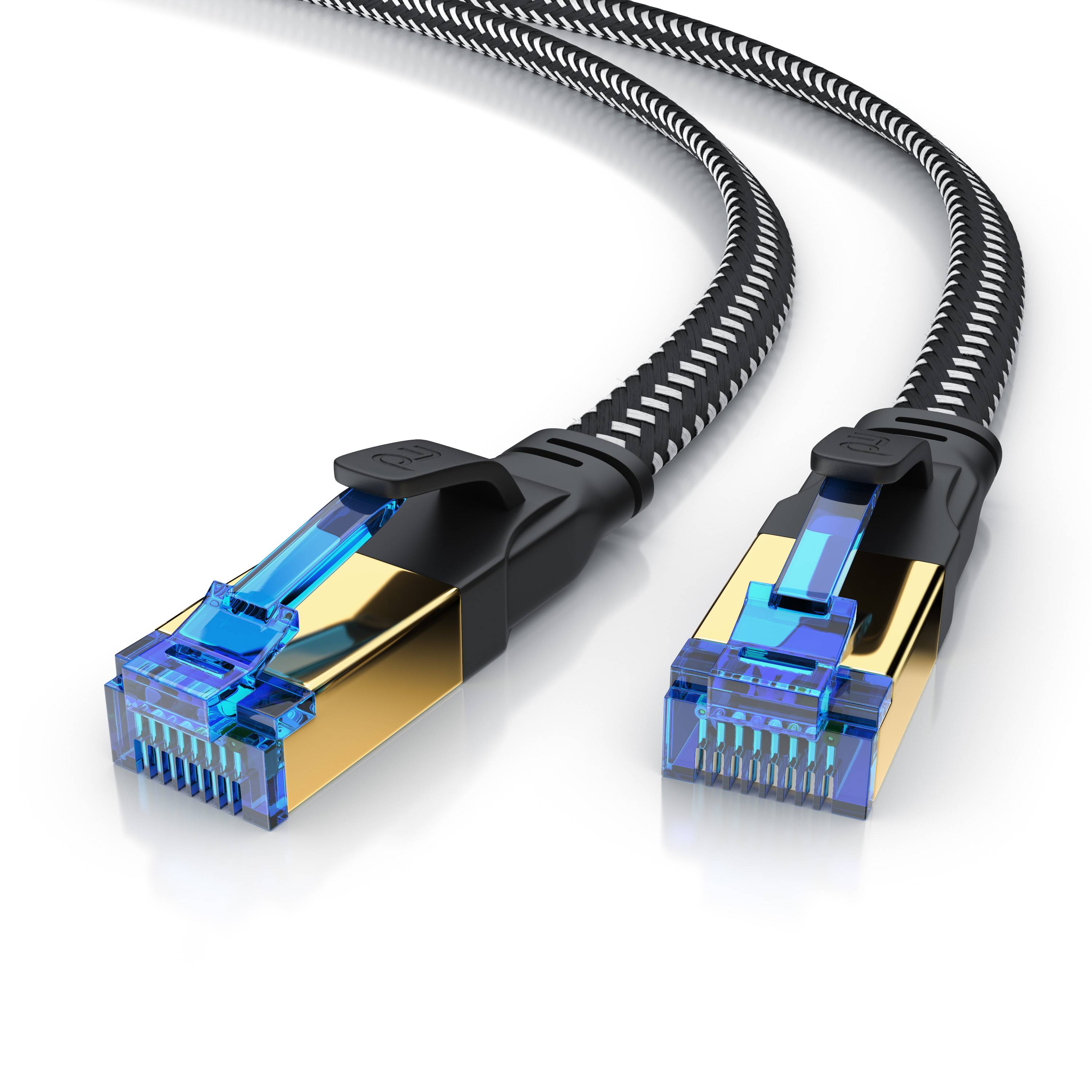 Primewire Flachbandpatchkabel CAT 8 mit Braiding, Gigabit Ethernet LAN Kabel 40 Gbit/s U/FTP PIMF, Netzwerkkabel - 7,5m-0