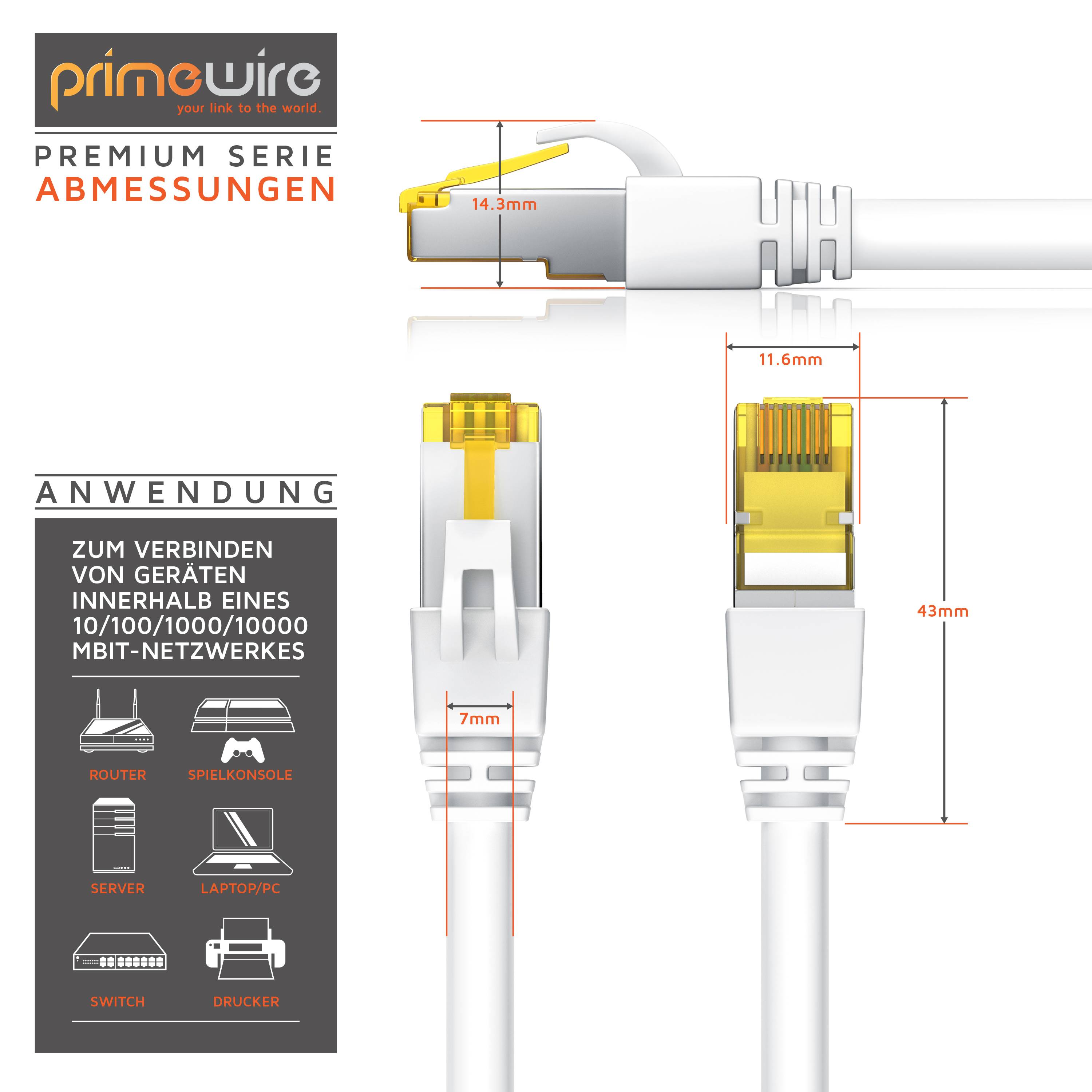Primewire LAN-Kabel CAT.7, RJ-45 (Ethernet), Gigabit Ethernet S/FTP Netzwerkkabel, 10000 Mbit/s, Patchkabel - 20m-4