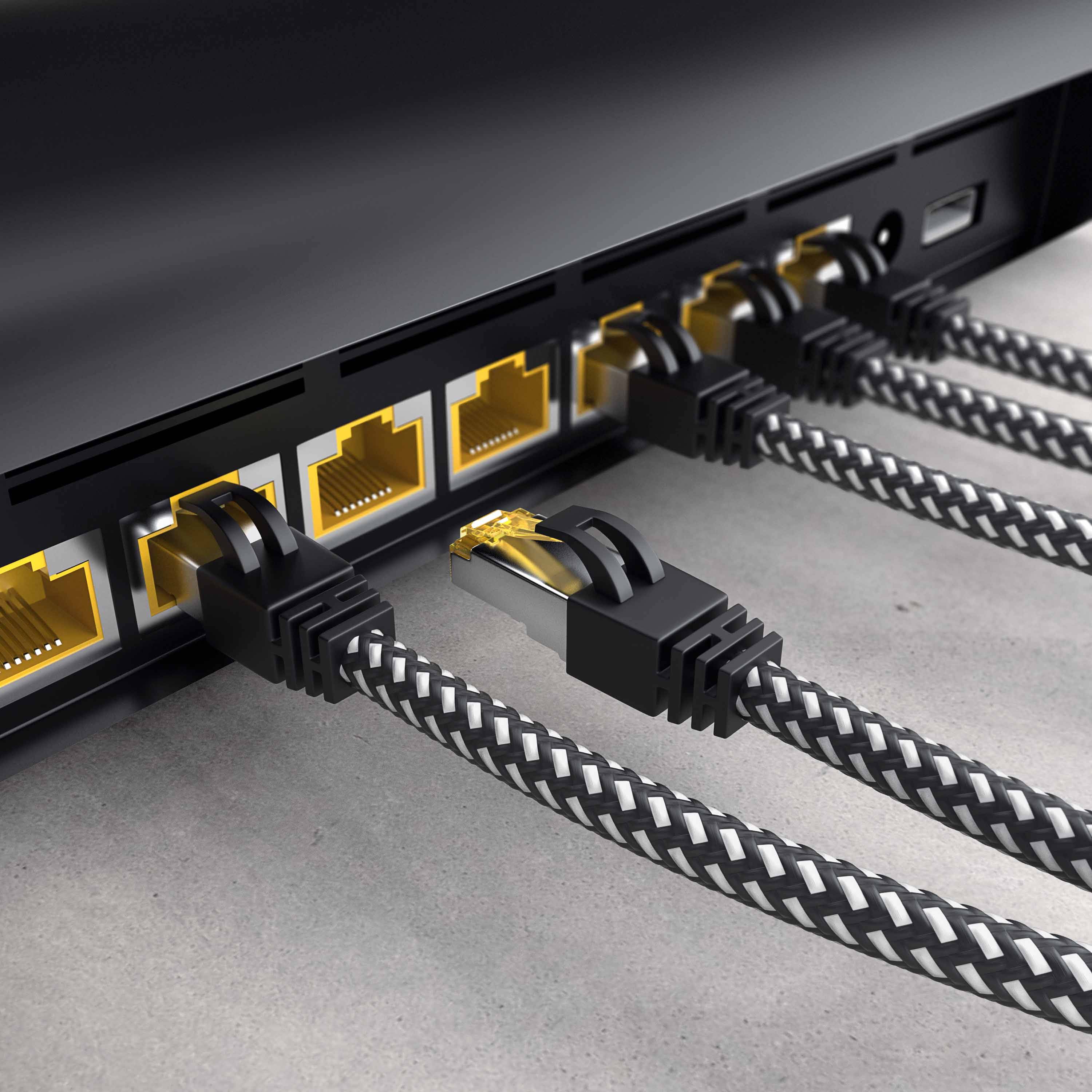 Primewire Patchkabel CAT 7 Rohkabel mit Braiding, Gigabit Ethernet LAN Kabel 10 Gbit/s S/FTP PIMF, Netzwerkkabel - 10m-4
