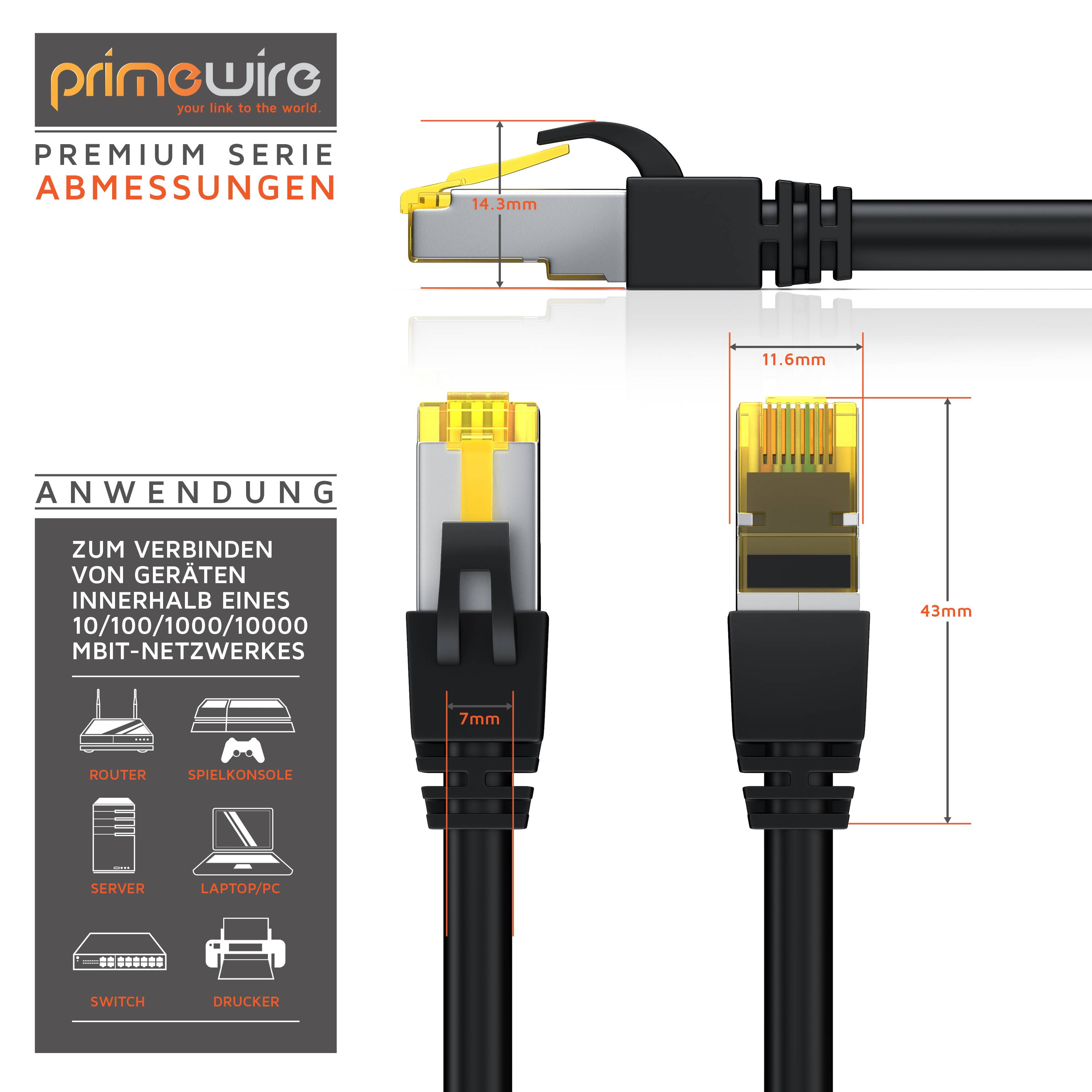 Primewire LAN-Kabel CAT.7, RJ-45 (Ethernet), Gigabit Ethernet S/FTP Netzwerkkabel, 10000 Mbit/s, Patchkabel - 20m-4