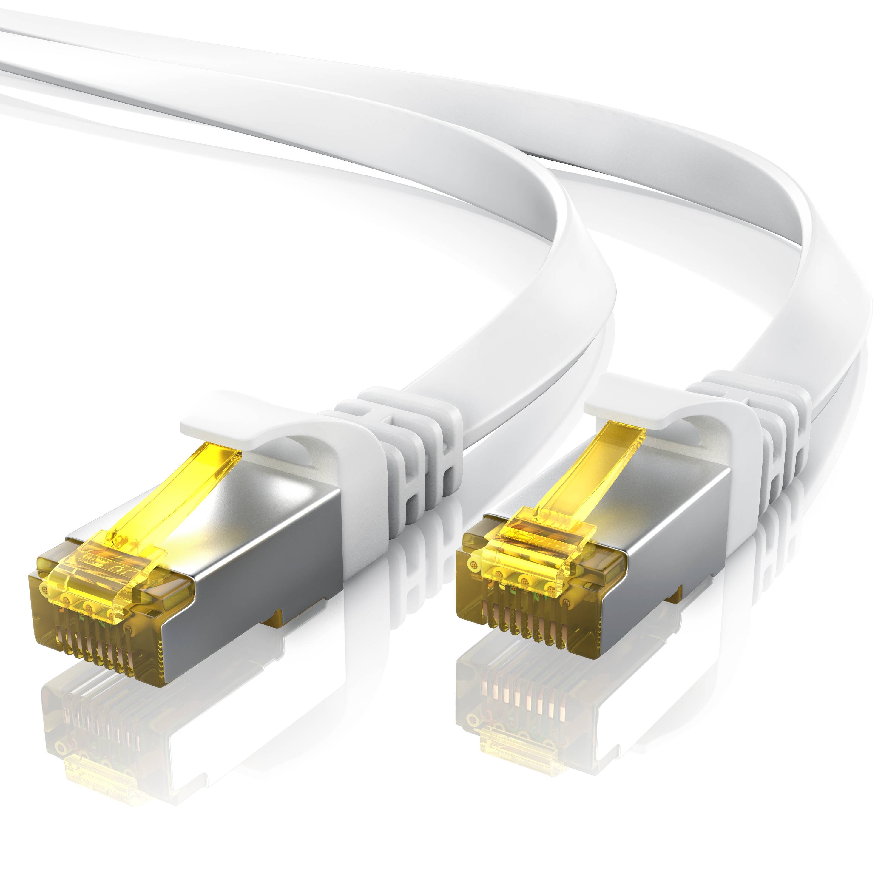 Primewire LAN-Kabel CAT.7, RJ-45 (Ethernet), CAT 7 Flachband U/FTP Gigabit Netzwerkkabel 10 Gbit/s Patchkabel - 2m-0