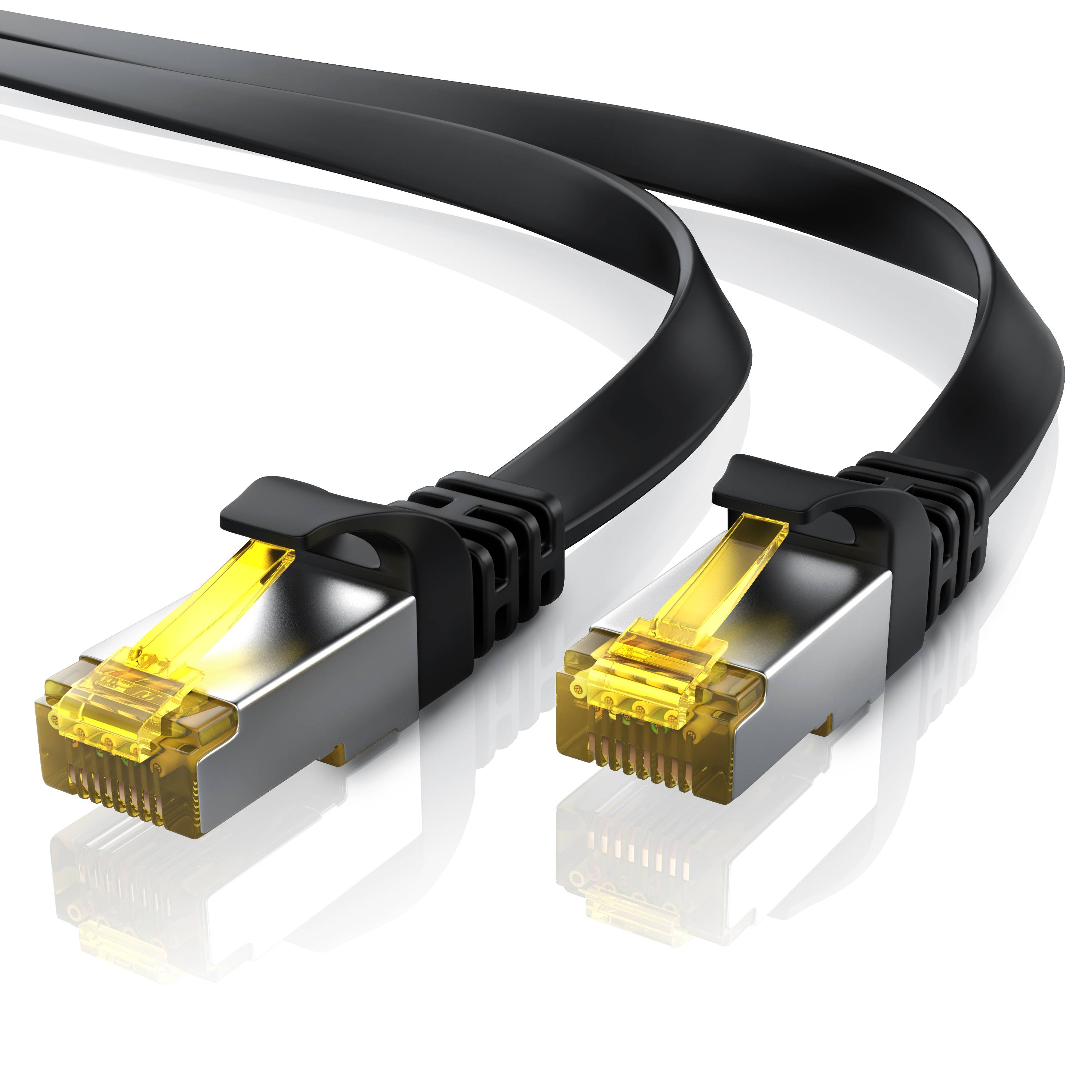 Primewire LAN-Kabel CAT.7, RJ-45 (Ethernet), CAT 7 Flachband U/FTP Gigabit Netzwerkkabel 10 Gbit/s Patchkabel - 2m-0