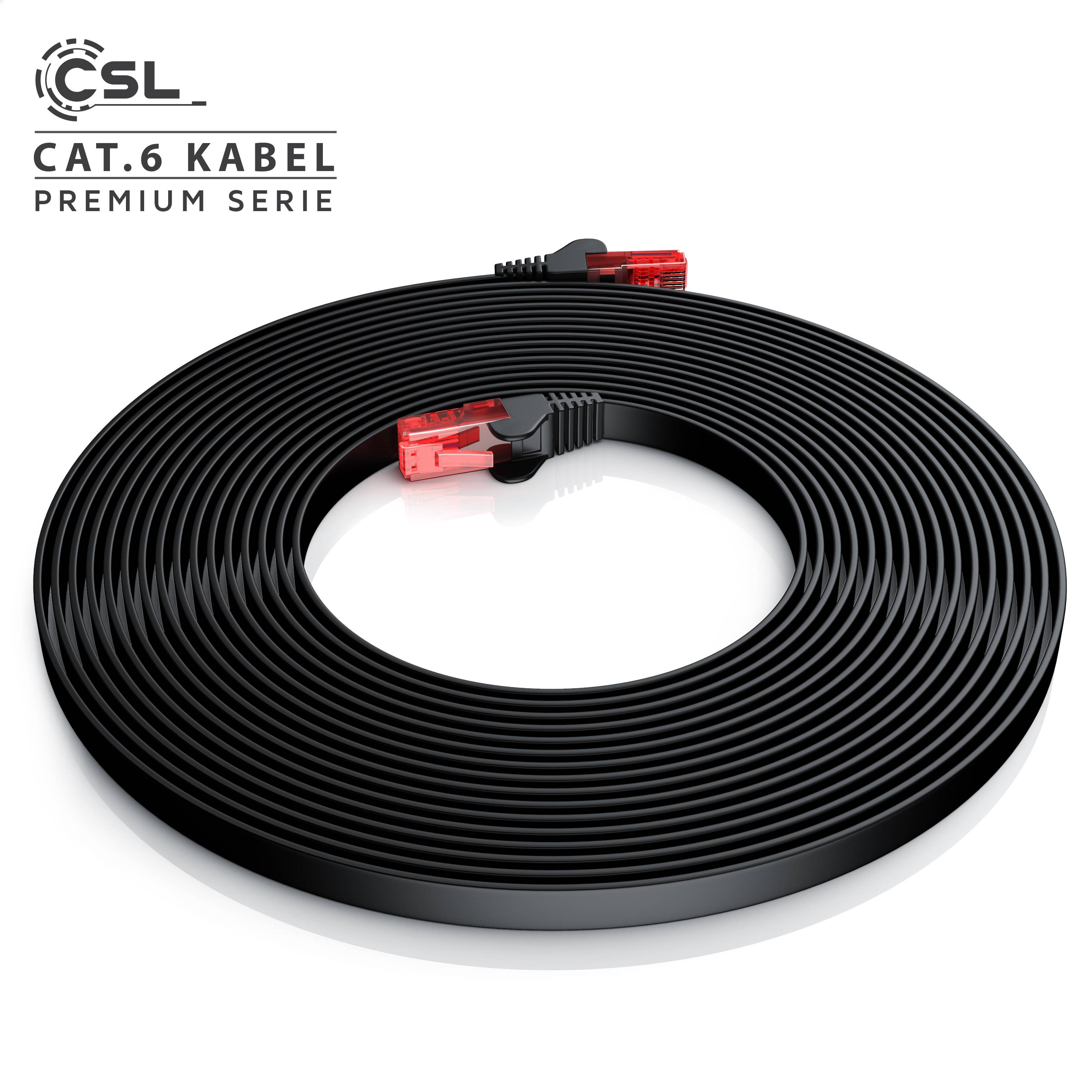 CSL Cat 6 Flachband LAN Kabel, UTP Schimung, Gigabit 1000 Mbit/s, Patchkabel Flachkabel, Netzwerkkabel - 30m-4