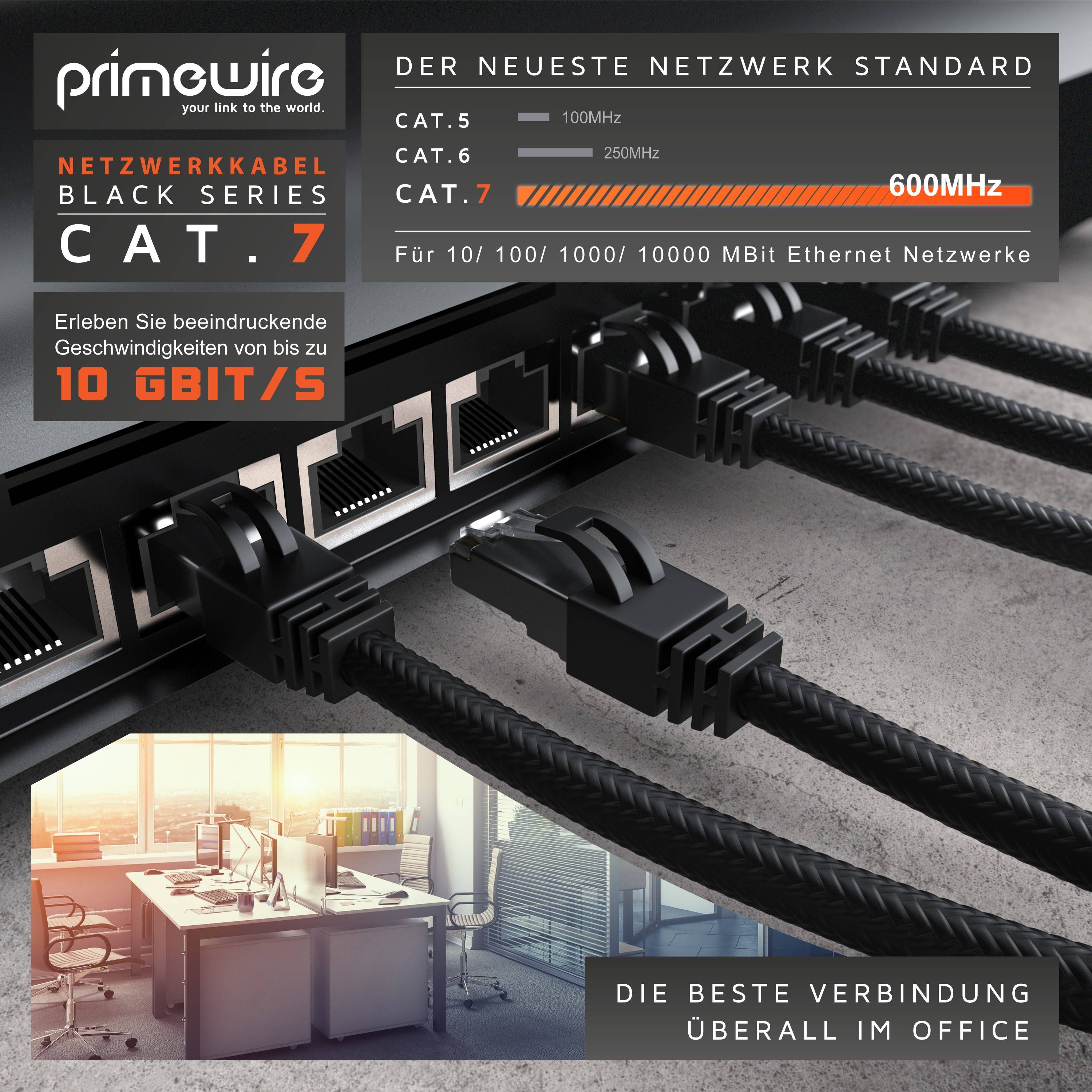 Primewire Patchkabel CAT 7 mit Baumwollmantel, Gigabit Ethernet LAN Kabel, 10 Gbit/s S/FTP PIMF, Netzwerkkabel - 10m-4