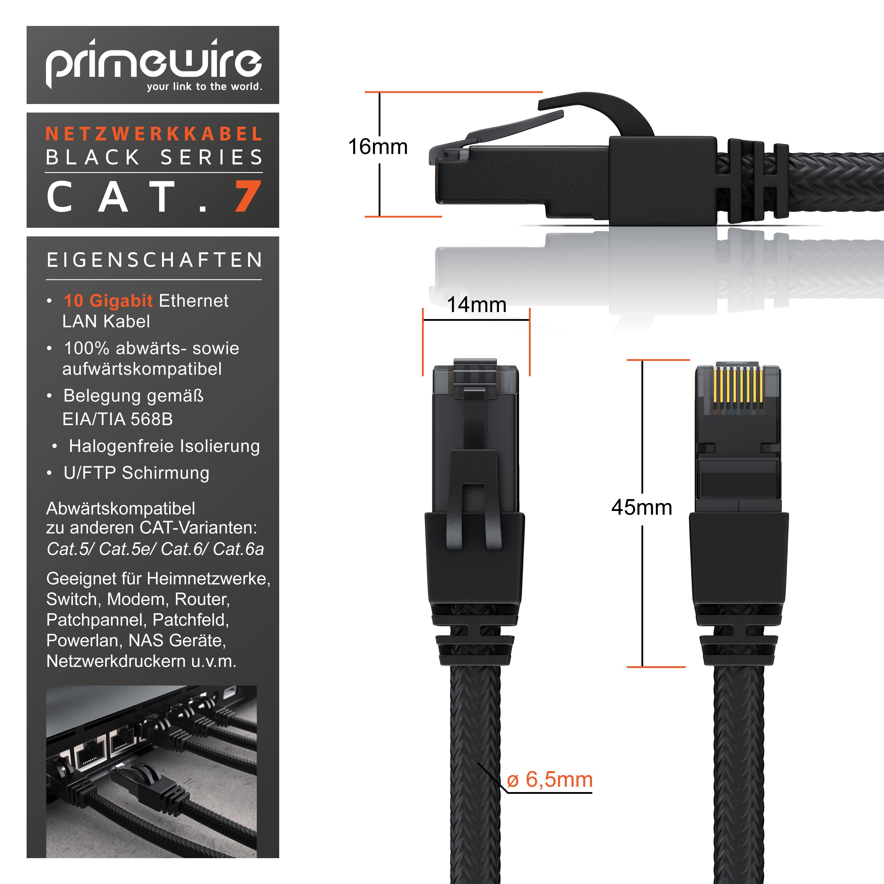 Primewire Patchkabel CAT 7 mit Baumwollmantel, Gigabit Ethernet LAN Kabel, 10 Gbit/s S/FTP PIMF, Netzwerkkabel - 3m-1