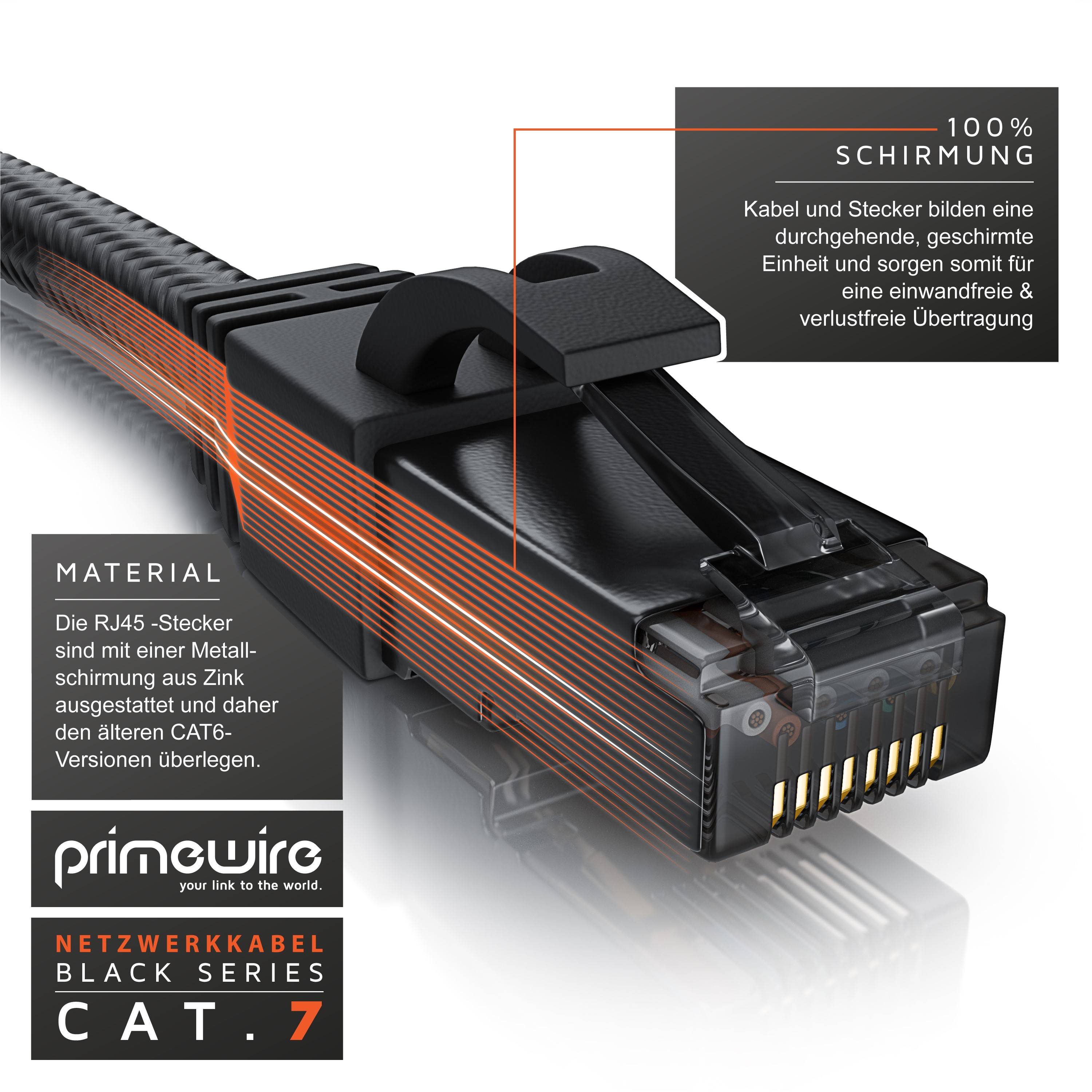 Primewire Patchkabel CAT 7 mit Baumwollmantel, Gigabit Ethernet LAN Kabel, 10 Gbit/s S/FTP PIMF, Netzwerkkabel - 3m-3