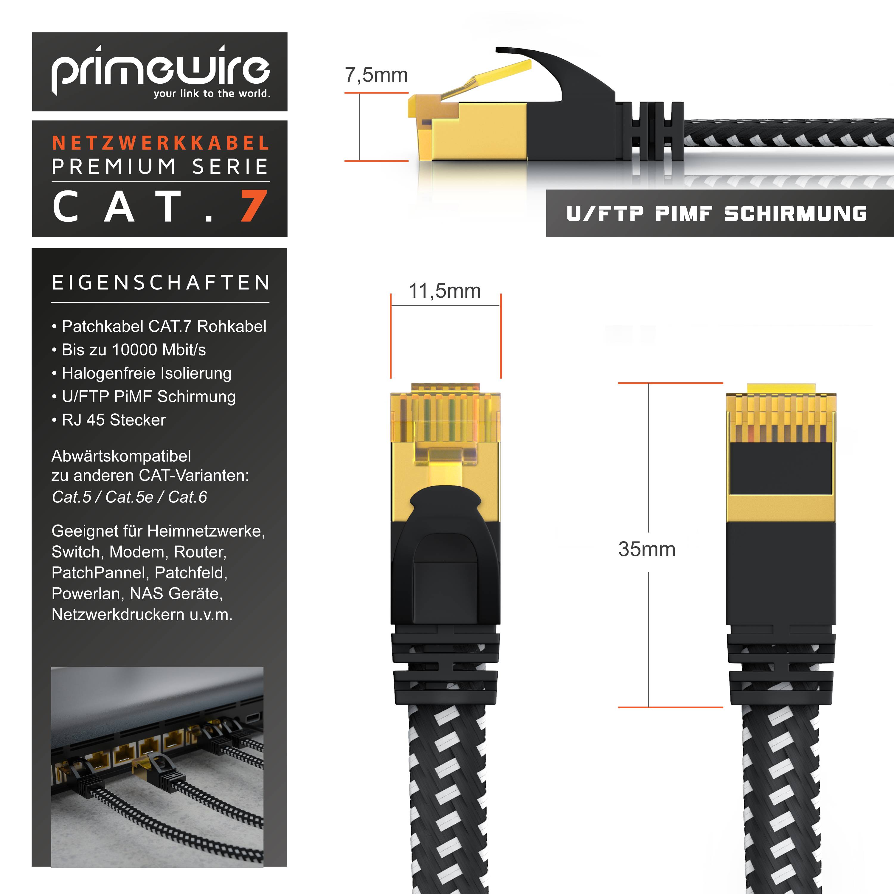 Primewire Flachbandpatchkabel CAT 7 mit Braiding, Gigabit Ethernet LAN Kabel 10 Gbit/s U/FTP PIMF, Netzwerkkabel - 0,5m-4