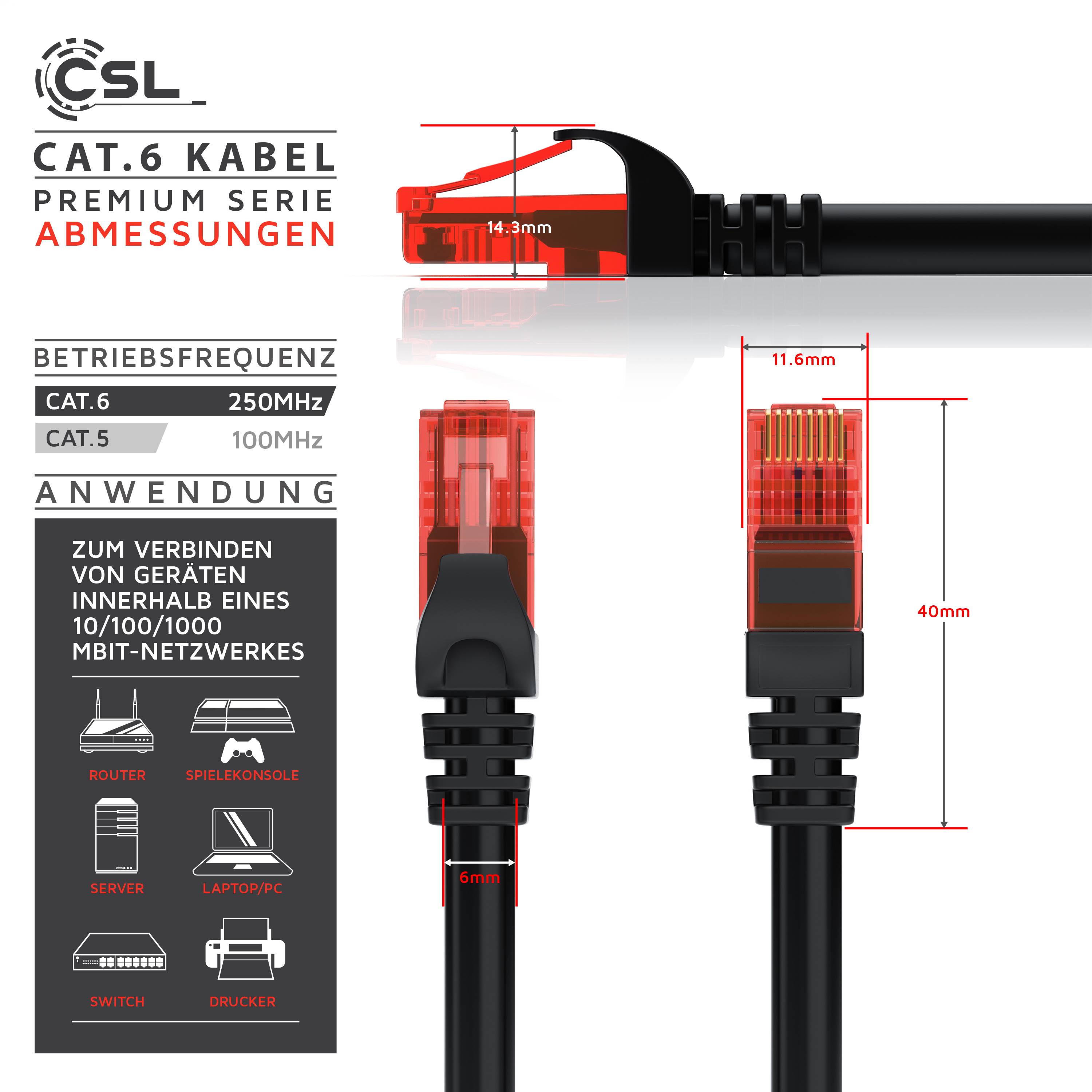 CSL Cat 6 Gigabit Ethernet LAN Kabel, mehrfach Geschirmt, UTP Gigabit 1000 Mbit/s Patchkabel, Netzwerkkabel - 30m-1