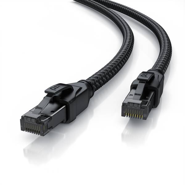 Primewire Patchkabel CAT 8 mit Baumwollmantel, Gigabit Ethernet LAN Kabel, 40 Gbit/s S/FTP PIMF Netzwerkkabel - 7,5m