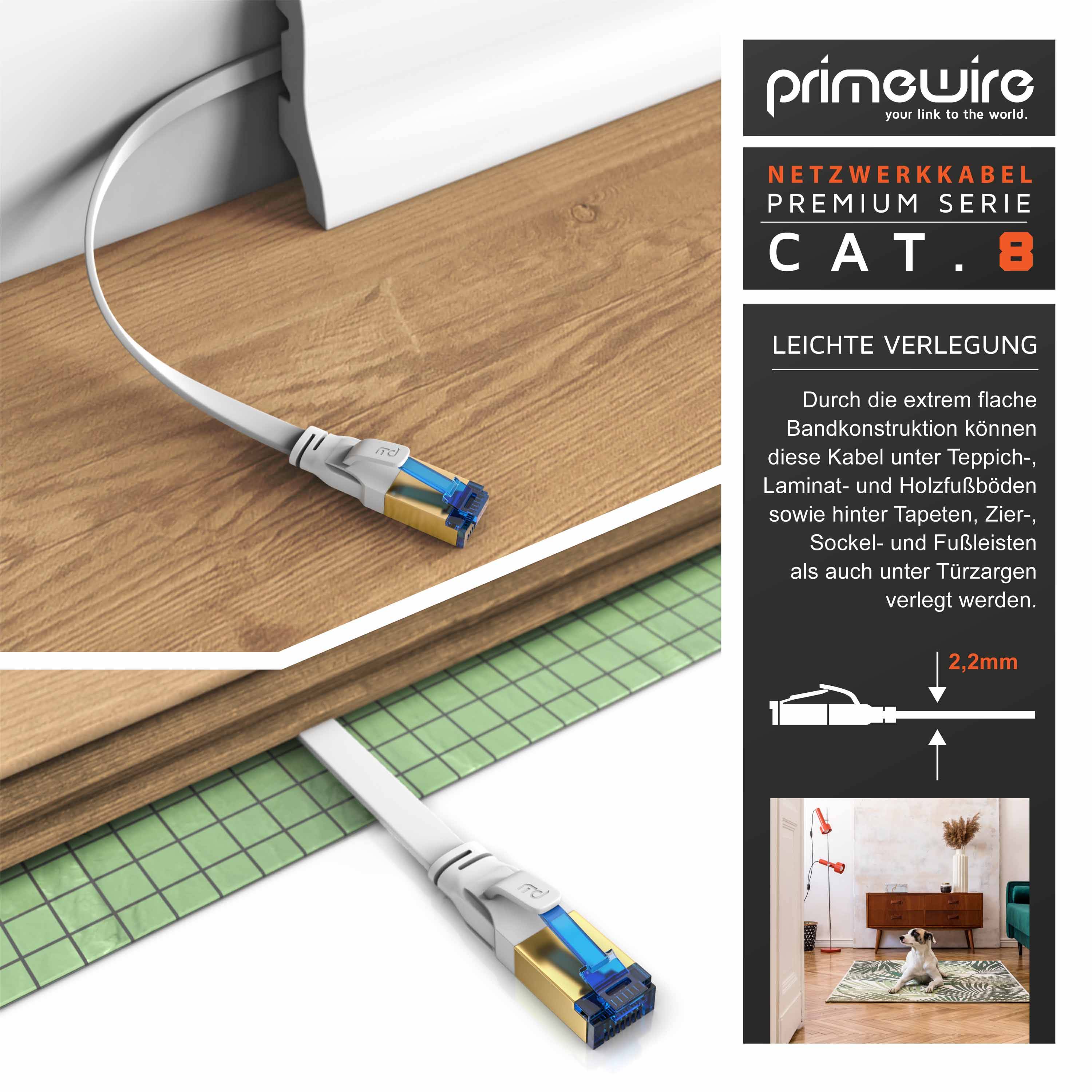 Primewire Flachbandpatchkabel CAT 8, Gigabit Ethernet LAN Kabel, 40 Gbit/s U/FTP PIMF Schirmung, Netzwerkkabel - 0,5m-2