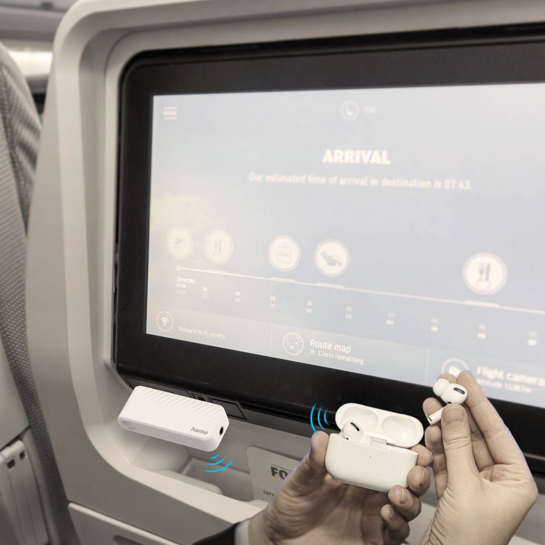 hama 00014171 Bluetooth®-Audio-Transmitter für Flugzeuge und universal, 10h, m. AUX, Weiß-2