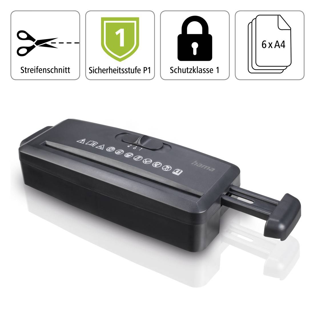 hama 00050540 Aktenvernichter "Mini S6", Schredder mit Sicherheitsstufe P1-1