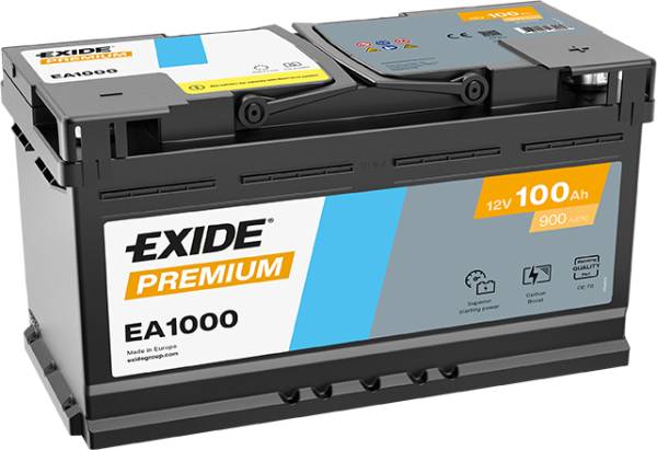 Exide EA1000 Premium Carbon Boost 12V 100Ah 900A Autobatterie-0