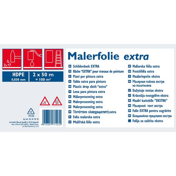 WESTEX Malerplane, HDPE, 30 my, transparent, 2 x 50 m
