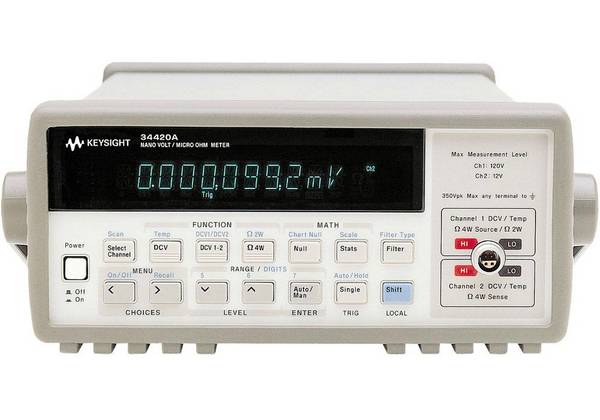 Keysight 34420A | Nanovolt- / Micro-Ohm Meter, 7½-stellig, 100 pV / 100 nΩ, 2 Kanal, RS232, GPIB