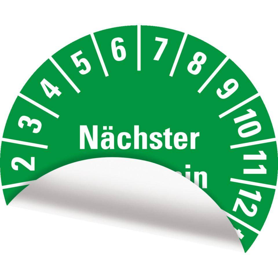 Prüfplakette Nächster Prüftermin, 29-34, grün, Folie, ablösbar, Ø20mm, 36/Bogen-1