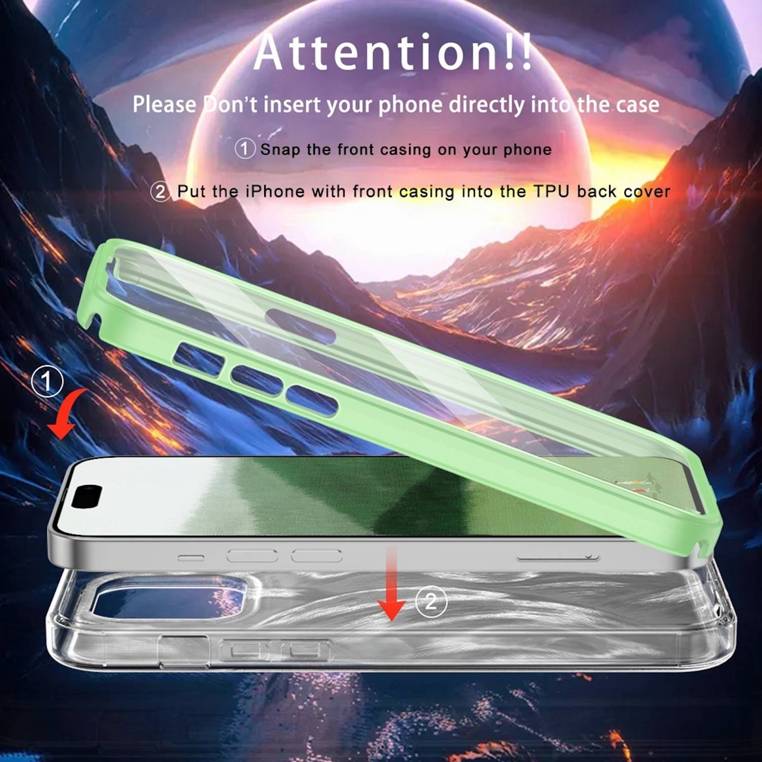 Für Apple iPhone 15 Pro Max Feder Design Bumper Hybrid TPU PC Schutz Hülle Case Cover Grün-2