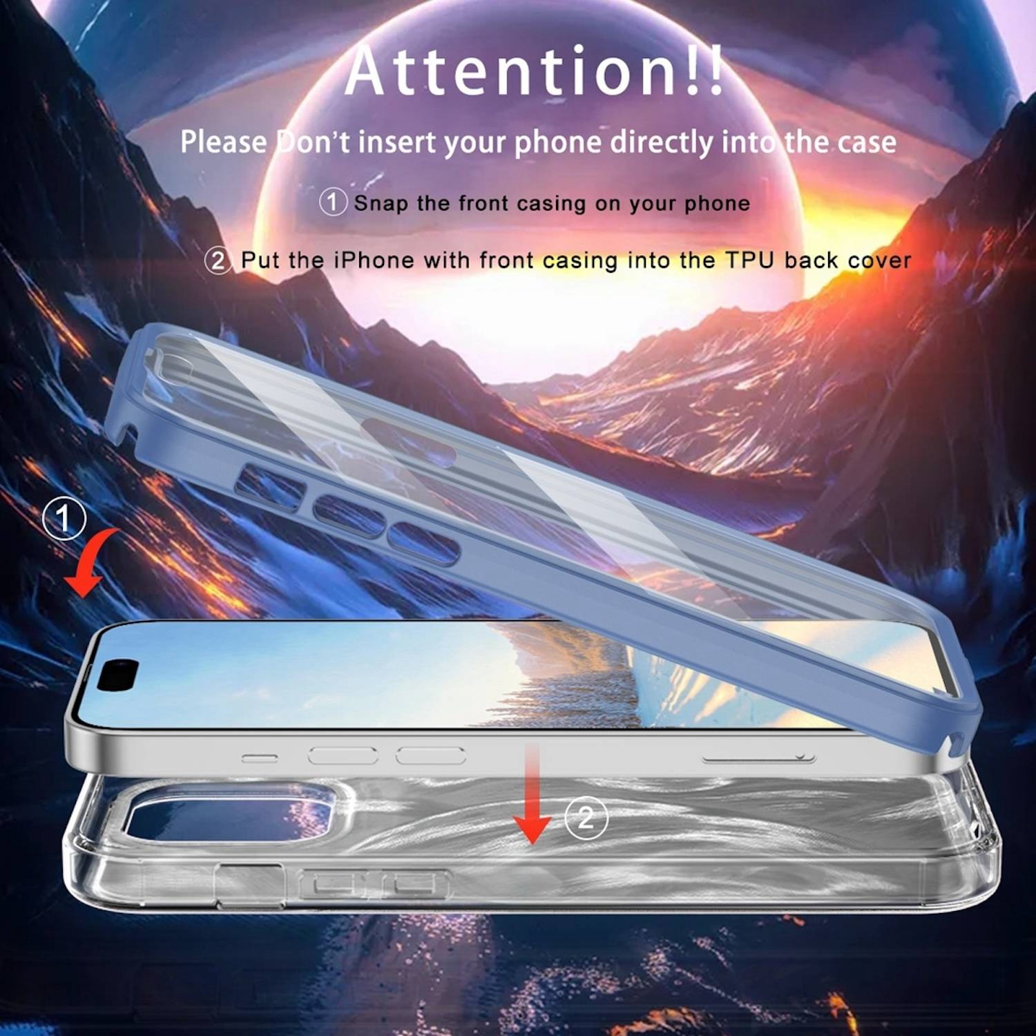 Für Apple iPhone 15 Plus Feder Design Bumper Hybrid TPU PC Schutz Hülle Case Cover Blau-2