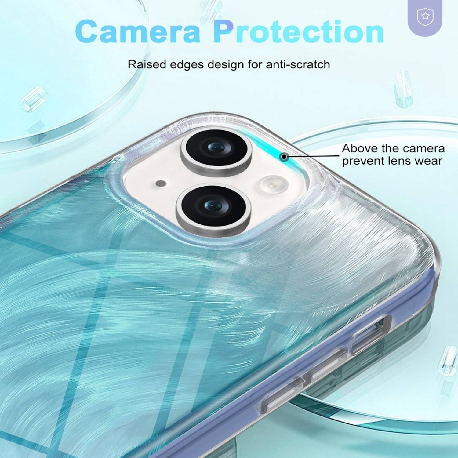 Für Apple iPhone 15 Plus Feder Design Bumper Hybrid TPU PC Schutz Hülle Case Cover Blau-3