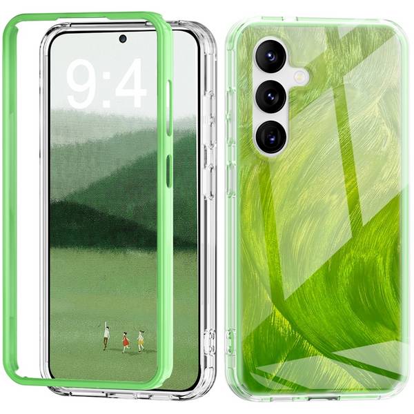 Für Samsung Galaxy S24 Feder Design Bumper Hybrid TPU PC Schutz Hülle Case Cover Grün