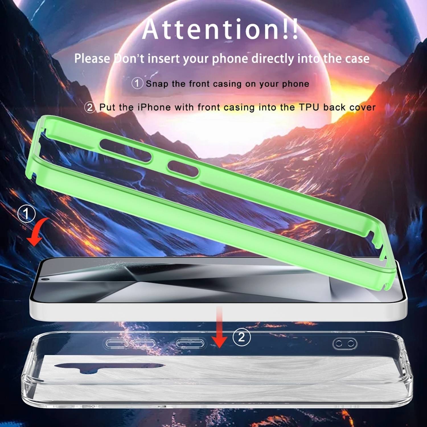 Für Samsung Galaxy S24 Feder Design Bumper Hybrid TPU PC Schutz Hülle Case Cover Grün-2