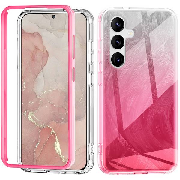 Für Samsung Galaxy S24 Feder Design Bumper Hybrid TPU PC Schutz Hülle Case Cover Rosa