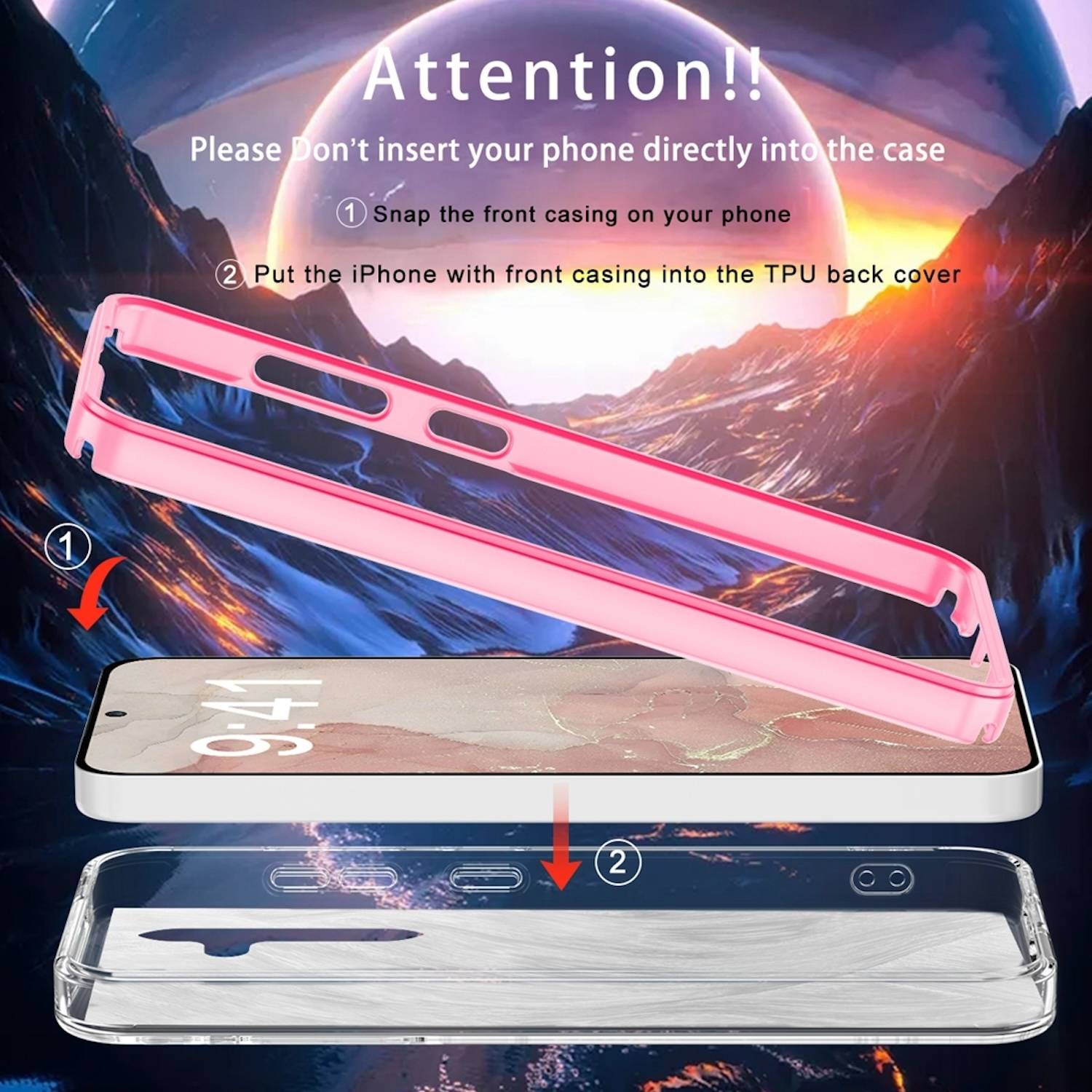 Für Samsung Galaxy S24 Feder Design Bumper Hybrid TPU PC Schutz Hülle Case Cover Rosa-2