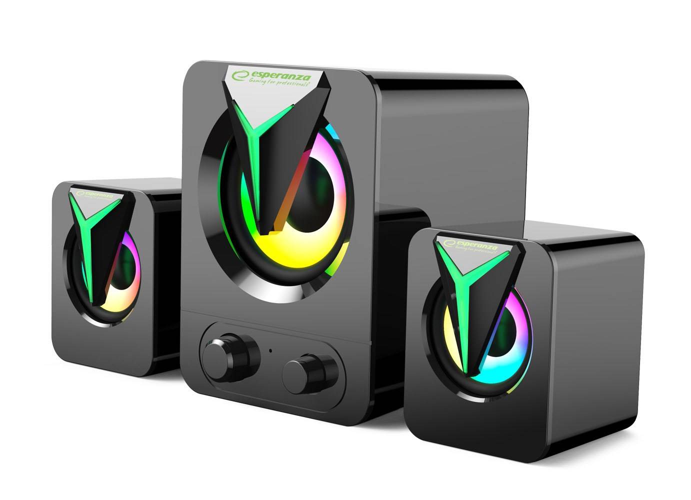 Esperanza Rainbow Soprano 2.1 LED Speakers (Black)-0