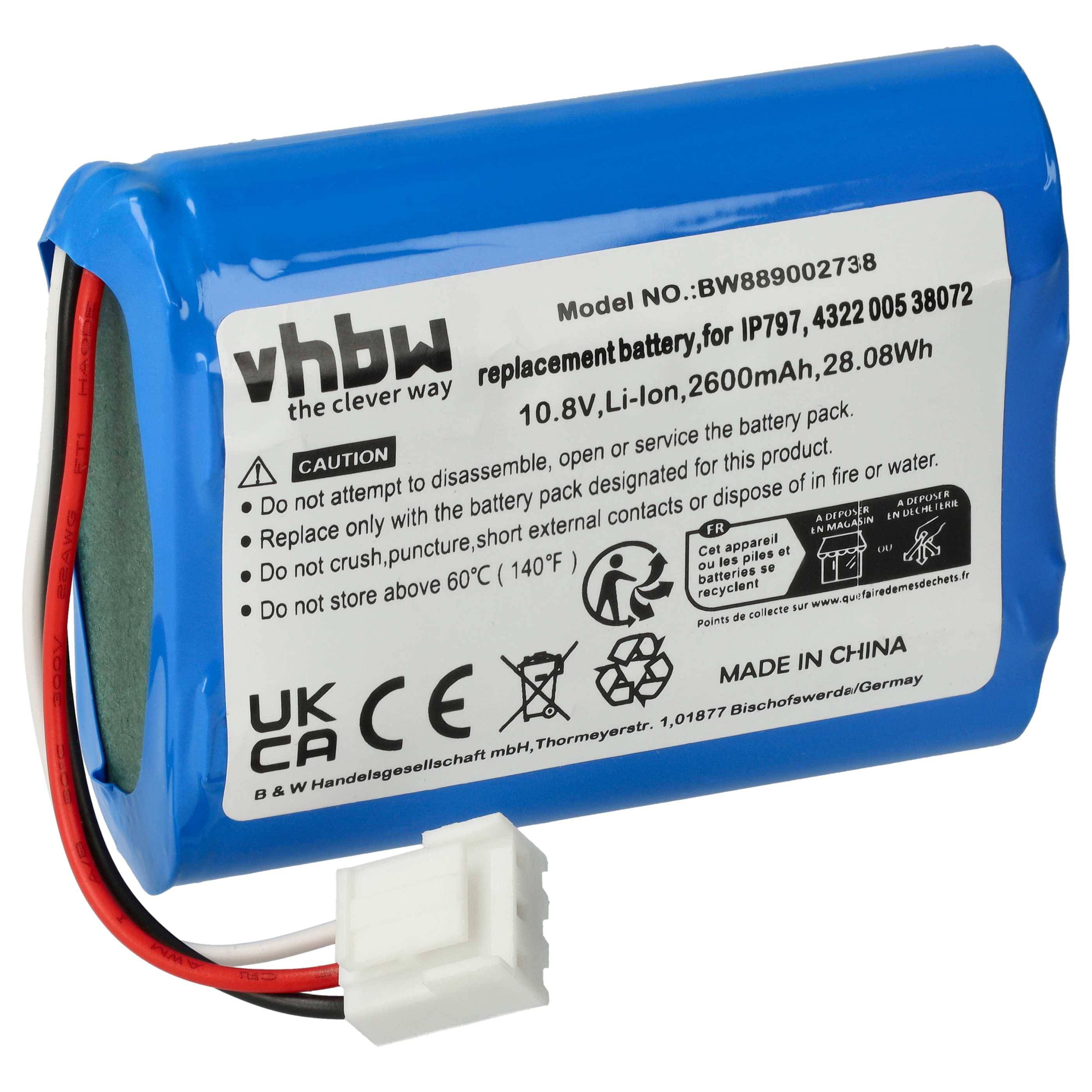vhbw Akku kompatibel mit Philips FC8008/81 | FC8008/01, FC8782, FC8007/81, FC8007/01 Saugroboter (2600 mAh, 10,8 V-0