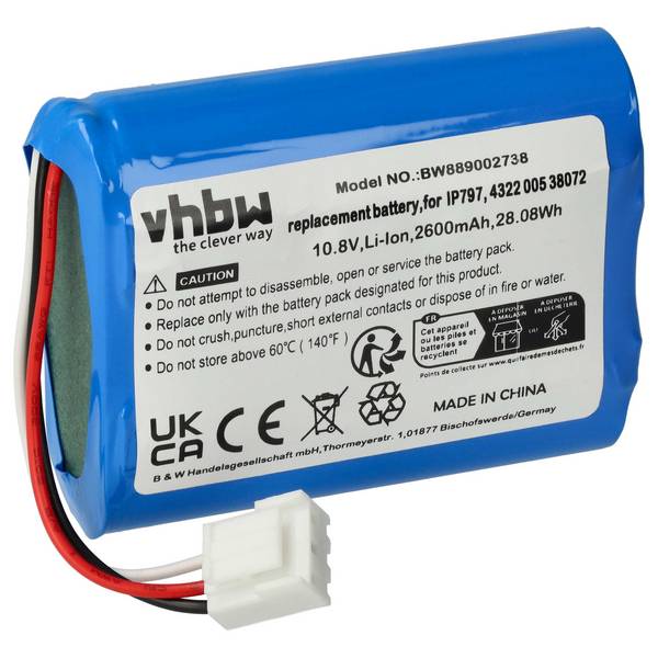 vhbw Akku kompatibel mit Philips FC8008/81 | FC8008/01, FC8782, FC8007/81, FC8007/01 Saugroboter (2600 mAh, 10,8 V