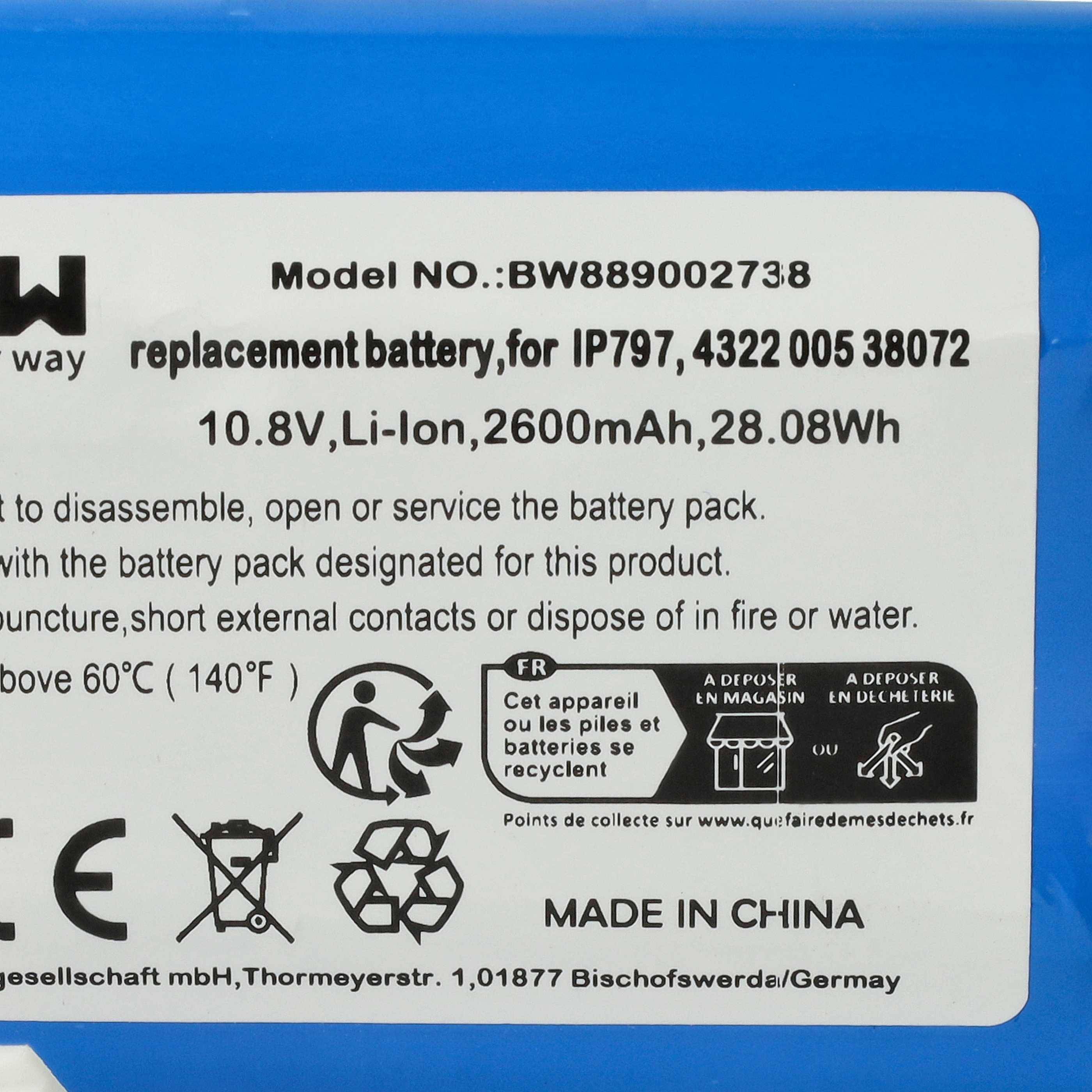 vhbw Akku kompatibel mit Philips FC8008/81 | FC8008/01, FC8782, FC8007/81, FC8007/01 Saugroboter (2600 mAh, 10,8 V-4