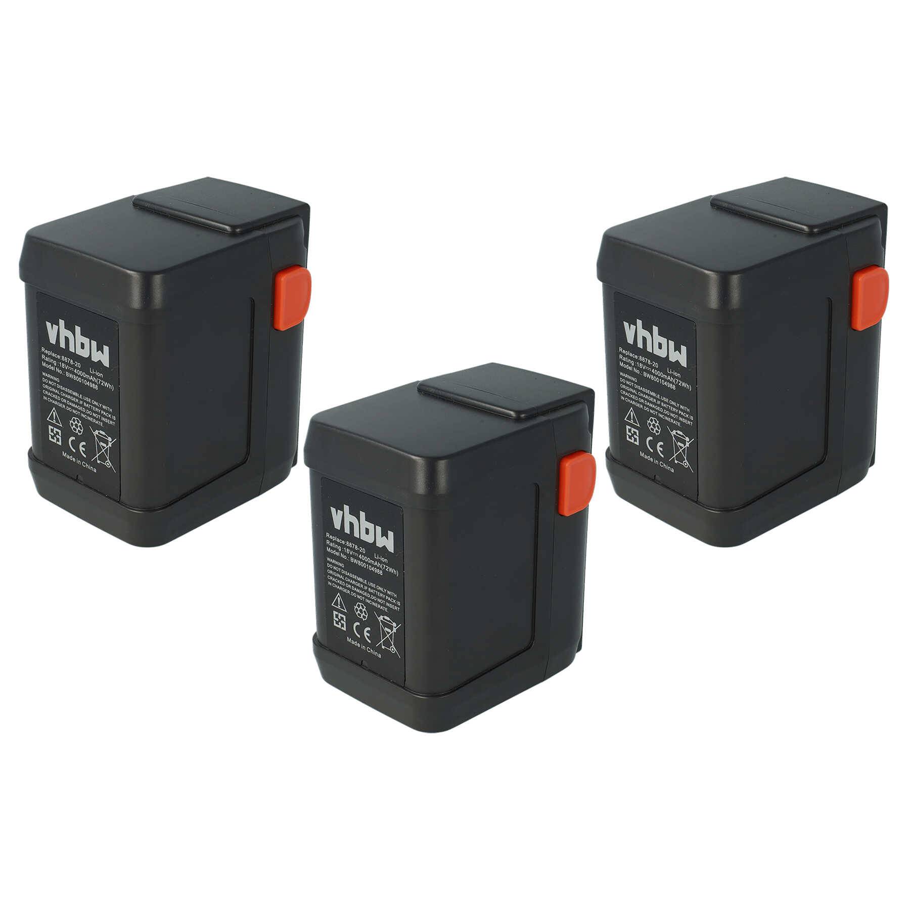 vhbw 3x Akku kompatibel mit Gardena AccuJet 18-Li Grasschere | Strauchschere (4000mAh 18V Li-Ion)-0