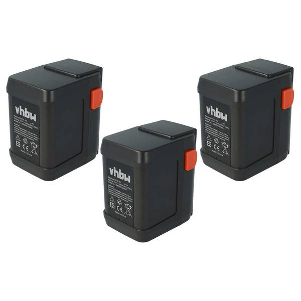 vhbw 3x Akku kompatibel mit Gardena AccuJet 18-Li Grasschere | Strauchschere (4000mAh 18V Li-Ion)