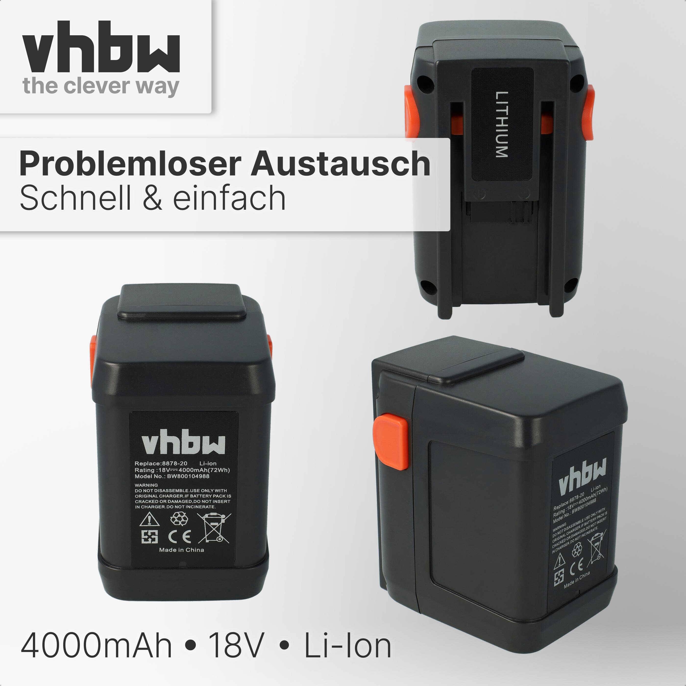 vhbw 3x Akku kompatibel mit Gardena AccuJet 18-Li Grasschere | Strauchschere (4000mAh 18V Li-Ion)-4