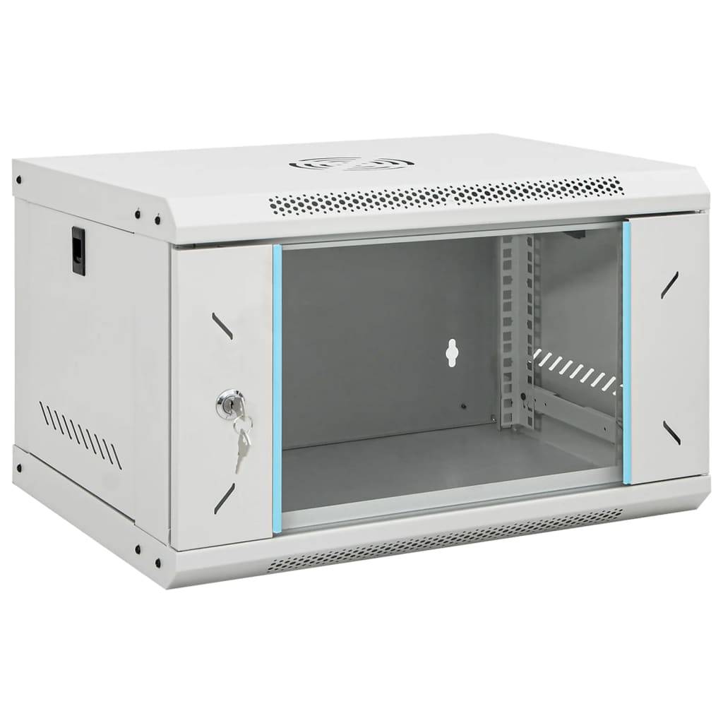 vidaXL 6HE Wandmontierter Netzwerkschrank 19" IP20 53x40x30 cm-0