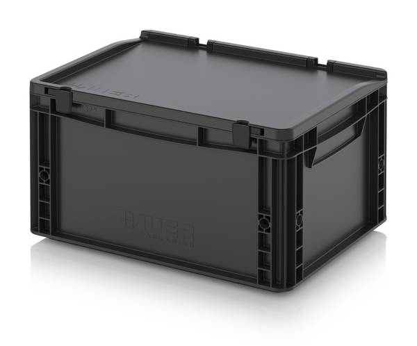 ESD-Eurobehälter mit Scharnierdeckel, Außenmaße L x B x H, 40 x 30 x 23,5 cm