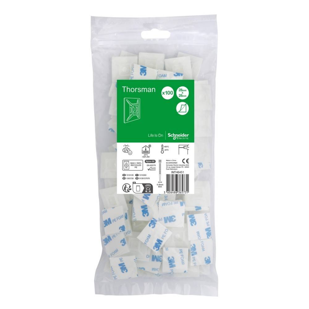 APC Thorsman - Kabelbinderbasis - für Kragenbreiten von maximal 4,8 mm - Innenbereich - durchsichtig (Packung mit 100)-0