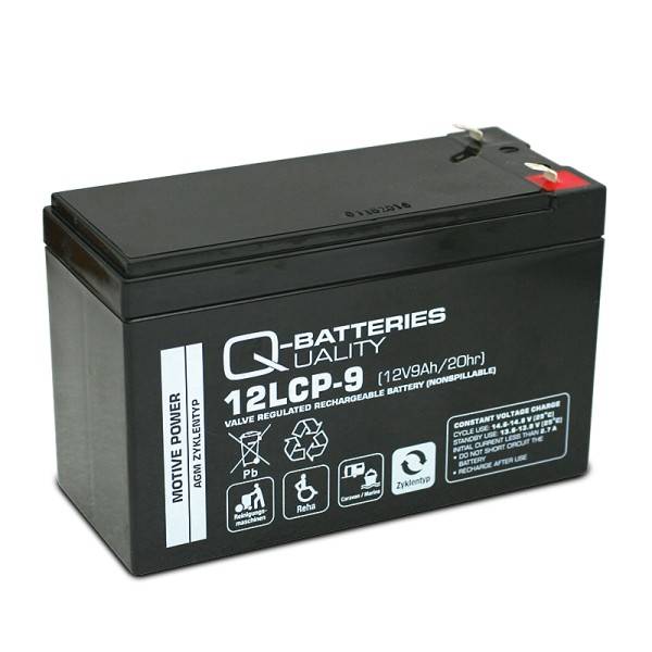 Q-Batteries 12LCP-9 / 12V - 9Ah F1 Blei Akku Zyklentyp AGM - Deep Cycle VRLA-0