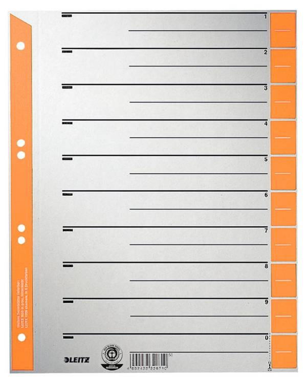 Esselte Leitz Trennelement - vorgedruckt: 0-9 - für A4 (210 x 297 mm)