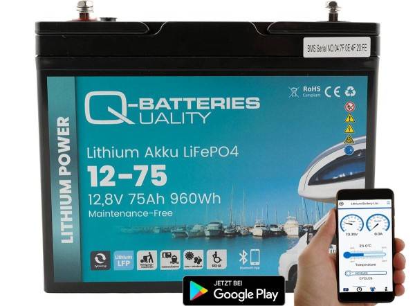 Q-Batteries Lithium Akku 12-75 12,8V 75Ah 960Wh LiFePO4 Batterie mit Bluetooth-0