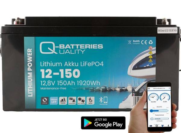 Q-Batteries Lithium Akku 12-150 12,8V 150Ah 1920Wh LiFePO4 Batterie mit Bluetooth-0