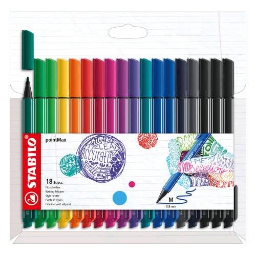 STABILO pointMax, Mehrfarbig, Medium, Mehrfarbig, Rund, Tinte auf Wasserbasis, Nylon-Filz-0