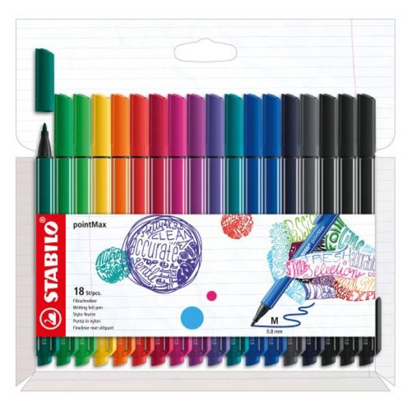 STABILO pointMax, Mehrfarbig, Medium, Mehrfarbig, Rund, Tinte auf Wasserbasis, Nylon-Filz