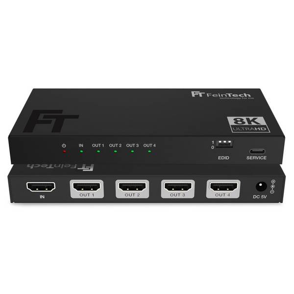 FeinTech SP410 HDMI 2.1 Splitter 1 In 4 Out mit Downscaler 8K 4K