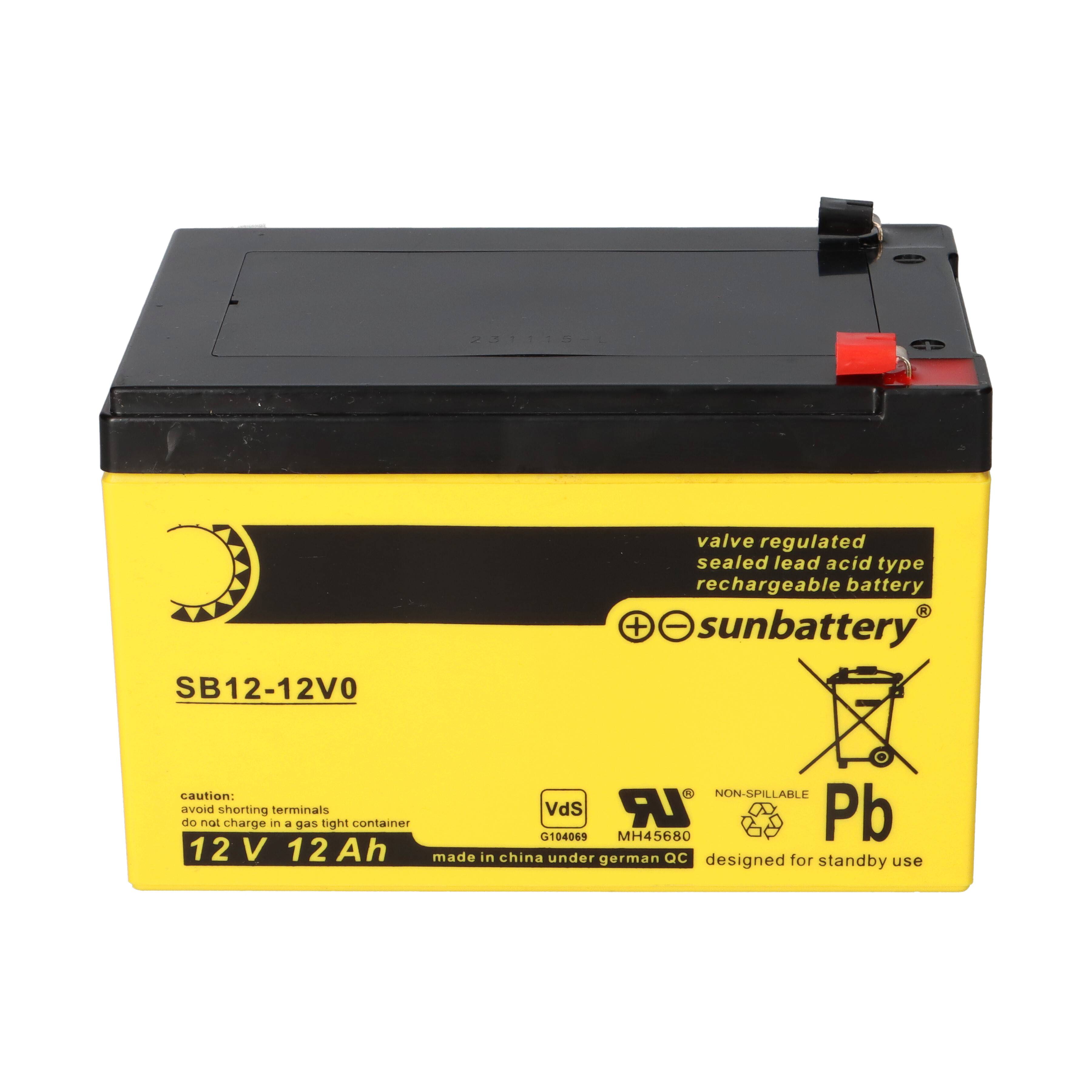 SUN Battery SB12-12V0 AGM Akku 12V 12Ah T1 / Faston 4,8 mm-1