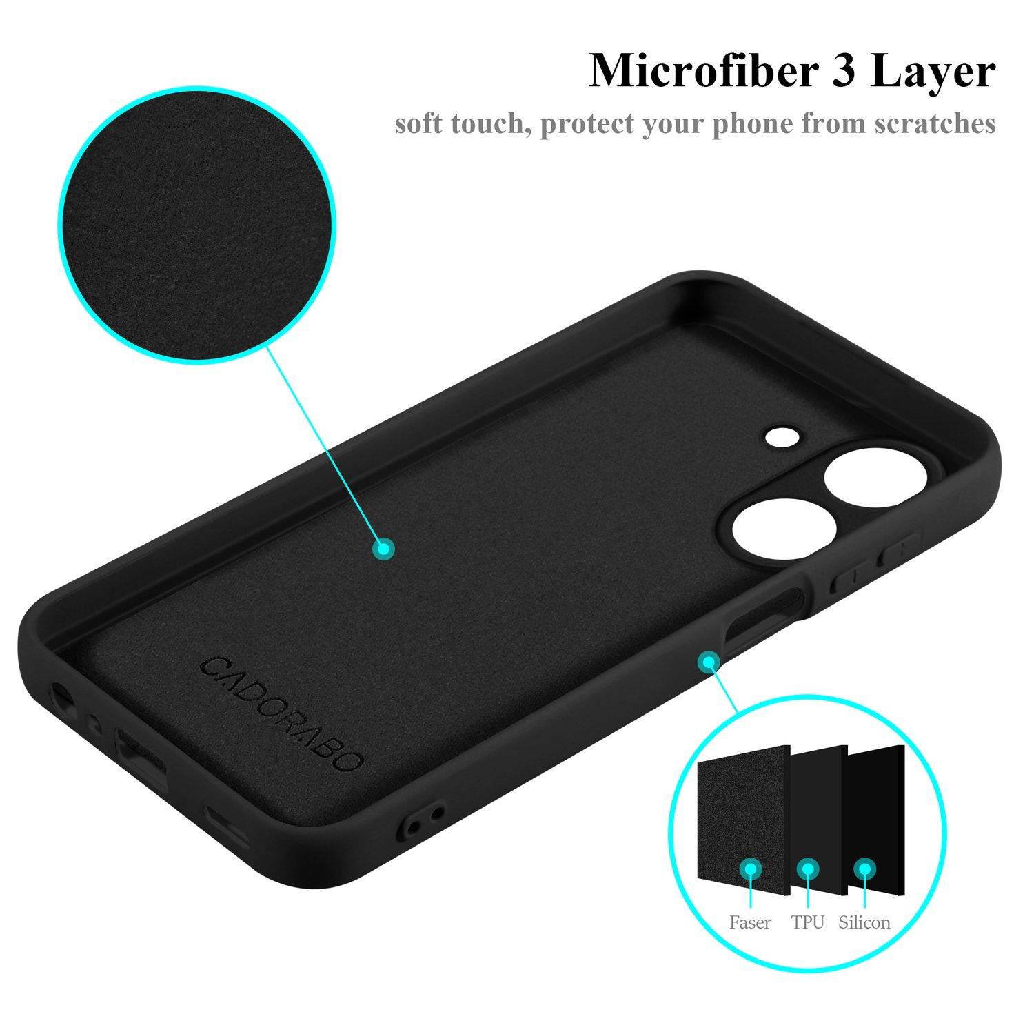 Cadorabo Schutzhülle für Xiaomi Redmi 13C Hülle in Schwarz Handyhülle Case Cover TPU Etui-4