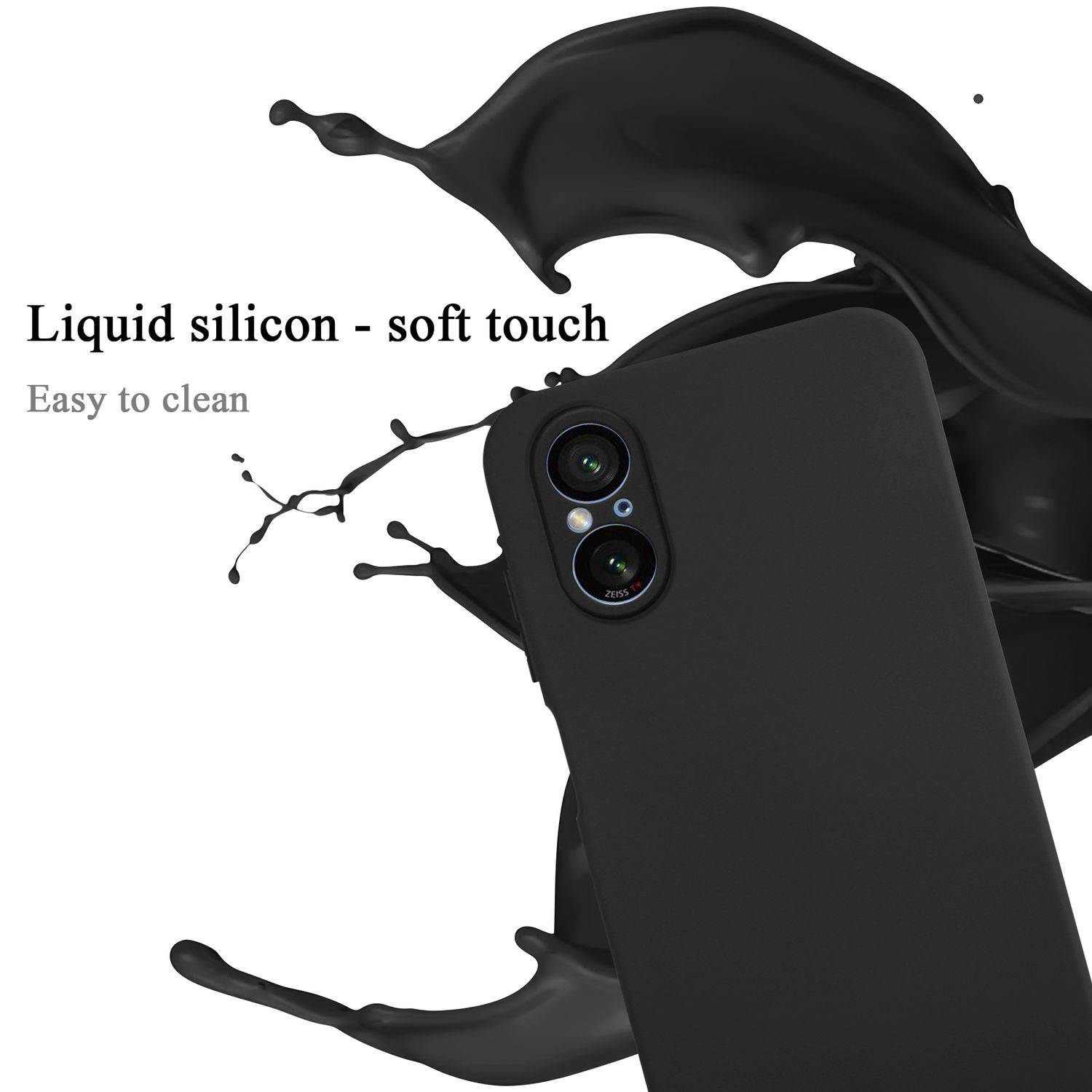 Cadorabo Schutzhülle für Sony Xperia 5 V Hülle in Schwarz Handyhülle Case Cover TPU Etui-1