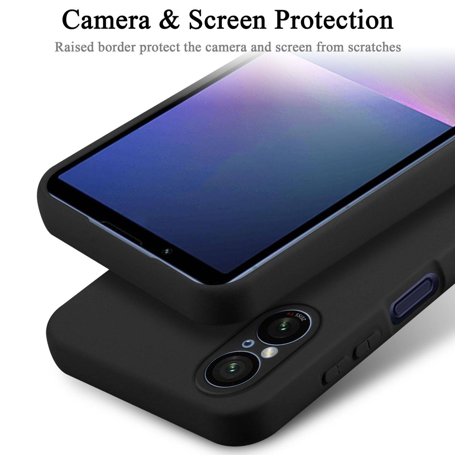 Cadorabo Schutzhülle für Sony Xperia 5 V Hülle in Schwarz Handyhülle Case Cover TPU Etui-3